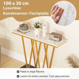 Κομψό Τραπέζι Εισόδου από Τεχνητό Μάρμαρο με Χρυσό Μεταλλικό Πλαίσι... Κομψό Τραπέζι Εισόδου από Τεχνητό Μάρμαρο με Χρυσό Μεταλλικό Πλαίσι...