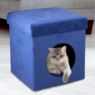BAKAJI Σπιτάκι Γάτας Μαλακό Πολυεστέρας 34x36cm Ζαφειρένιο Μπλε Πτυ...