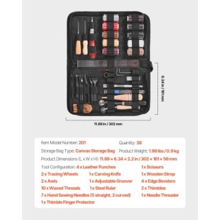 VEVOR Σετ Εργαλείων Δερματοτεχνίας 38 Τεμαχίων PGGJTZFBGJB3WJWNHV0