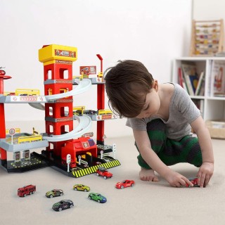 BAKAJI Γκαράζ 5 Ορόφων για Παιδιά Πάρκινγκ Αυτοκινητάκια Παιχνίδι μ...