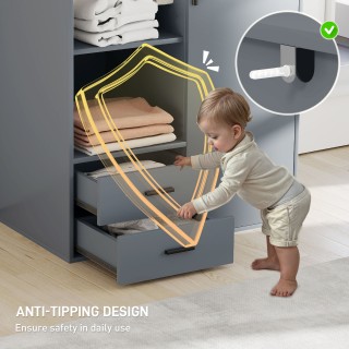 HOMCOM Μοντέρνα Ντουλάπα 80x50x124 εκ, Σκούρο Γκρι 831-967V00CG