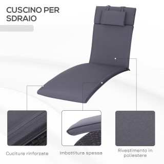 Μαξιλάρι Outsunny για Ξαπλώστρα Κήπου Ξαπλώστρα, Γκρι, 198x53x5cm 8... Μαξιλάρι Outsunny για Ξαπλώστρα Κήπου Ξαπλώστρα, Γκρι, 198x53x5cm 8...