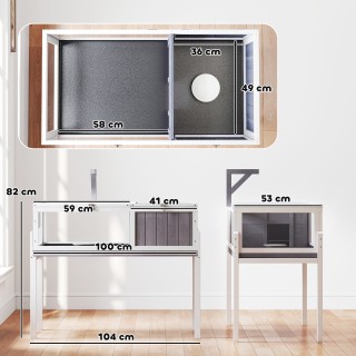 PawHut Υψωμένο Κλουβί για Χελώνες με Χωρίσματα, Αποσπώμενος Δίσκος,...