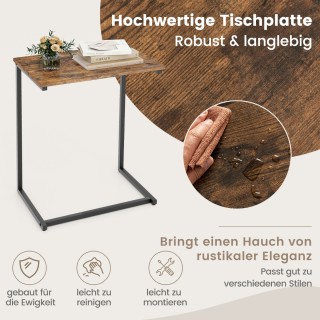 Costway  Κομψό C-Σχήματος Βοηθητικό Τραπέζι με Vintage Σχεδιασμό κα...