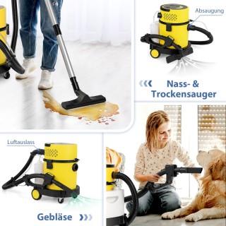 Costway  Υπερσύγχρονη Σκούπα Υγρής & Ξηρής Αναρρόφησης με Ισχυρό Κι...