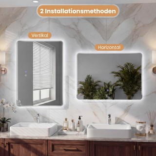 Costway Φωτιζόμενος καθρέφτης μπάνιου LED με αντιθαμβωτική λειτουργ...