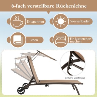 Costway Ξαπλώστρα με Σκίαστρο και Ρυθμιζόμενη Πλάτη 6 Θέσεων 165-1... Costway Ξαπλώστρα με Σκίαστρο και Ρυθμιζόμενη Πλάτη 6 Θέσεων 165-1...