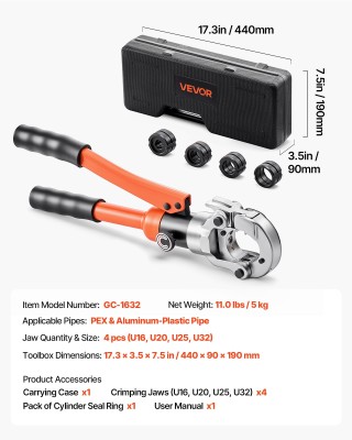 VEVOR Σετ Υδραυλικής Πρέσας Σωλήνων για Επισκευές & Εγκαταστάσεις (... VEVOR Σετ Υδραυλικής Πρέσας Σωλήνων για Επισκευές & Εγκαταστάσεις (...