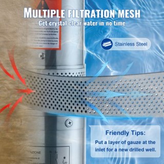 Αντλία Υποβρύχια VEVOR 370W 5.3 m³/h 50 m Ανοξείδωτη  S220V370W64MH...