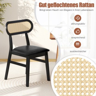 Costway  Σετ 2 Ξύλινες Καρέκλες Τραπεζαρίας με Επένδυση PU Δέρματος...