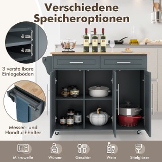 Costway Γκρι Τροχήλατο Τραπέζι Κουζίνας με Συρτάρια και Ρόδες KC547... Costway Γκρι Τροχήλατο Τραπέζι Κουζίνας με Συρτάρια και Ρόδες KC547...