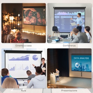 HOMCOM Οθόνη Προβολέα 100 Ρυθμιζόμενη με Στήριξη Οροφής και Τοίχου ...