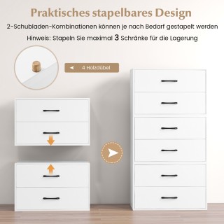 Costway Λευκή Ξύλινη Συρταριέρα με 2 Συρτάρια, Στοιβαζόμενη, 60 x 3...