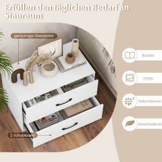 Costway Λευκή Ξύλινη Συρταριέρα με 2 Συρτάρια, Στοιβαζόμενη, 60 x 3...