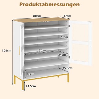 Costway Μοντέρνα Λευκη Ξύλινη Παπουτσοθήκη με Πόρτες, Ρυθμιζόμενα Ρ... Costway Μοντέρνα Λευκη Ξύλινη Παπουτσοθήκη με Πόρτες, Ρυθμιζόμενα Ρ...