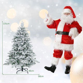 Costway 135 cm Τεχνητό Χριστουγεννιάτικο Δέντρο με Φωτισμό και Χιόν...