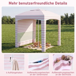 Costway Σκηνή Παραλίας Ροζ 245 x 185 x 185 cm με Ρυθμιζόμενο Ύψος, ...