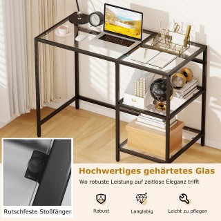 Costway Γραφείο υπολογιστή με επιφάνεια από σκληρυμένο γυαλί, μαύρο... Costway Γραφείο υπολογιστή με επιφάνεια από σκληρυμένο γυαλί, μαύρο...