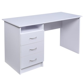 BAKAJI  Γραφείο με Συρταριέρα 3 Συρτάρια Τραπέζι για Υπολογιστή Λευ...