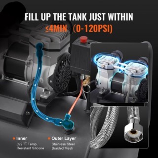 Φορητός Αεροσυμπιεστής VEVOR 8L 90 PSI χωρίς Λάδι WYWSKYJ30L75E7TAMV2 Φορητός Αεροσυμπιεστής VEVOR 8L 90 PSI χωρίς Λάδι WYWSKYJ30L75E7TAMV2