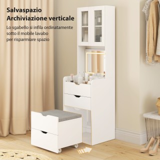 HOMCOM Τουαλέτα Μακιγιάζ με Φωτιζόμενο Καθρέφτη και Σκαμπό 50 x 40 ... HOMCOM Τουαλέτα Μακιγιάζ με Φωτιζόμενο Καθρέφτη και Σκαμπό 50 x 40 ...