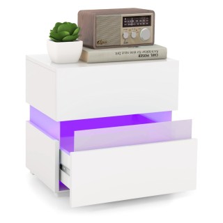 Costway  Μοντέρνο Κομοδίνο με LED Φωτισμό και Αποθηκευτικό Χώρο JV1...