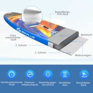 Costway  Φουσκωτή Σανίδα SUP για Υπαίθριες Δραστηριότητες με Ρυθμιζ...