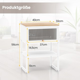 Costway  Πολυλειτουργικό και Ανθεκτικό Κομοδίνο με Διάφανη Αναδιπλο...