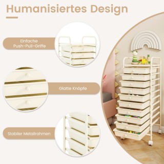 Costway Τροχήλατο Ντουλάπι με 10 Συρτάρια 33 x 37 x 86 cm Λευκό HW5... Costway Τροχήλατο Ντουλάπι με 10 Συρτάρια 33 x 37 x 86 cm Λευκό HW5...