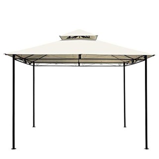 BAKAJI  Κιόσκι Κήπου 3x3 Μέτρα Μεταλλική Δομή Λευκό Αδιάβροχο Κάλυμ...