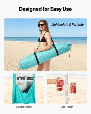 VEVOR Πράσινη Παραλία Κιόσκι 2.4x2.4m με Ρυθμιζόμενο Ύψος και Προστ...