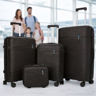 PROVITERA Σετ 3+1 Σκληρές Βαλίτσες με Beauty Case Τρόλεϊ Μαύρο με Ρ...