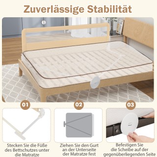 Costway 180 εκ. Μπεζ Πτυσσόμενο Κάγκελο Κρεβατιού με Ζώνες Ασφαλεία...