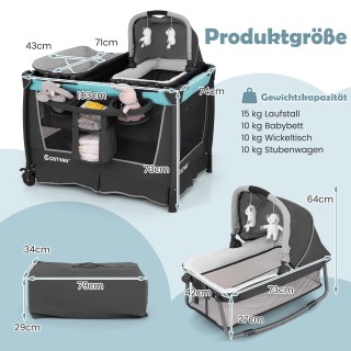 Costway Πράσινο Πτυσσόμενο Παιδικό Κρεβάτι 5 σε 1 με Αποσπώμενο Λίκ...