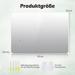 Costway Ορθογώνιος LED Φωτιζόμενος Καθρέπτης 70 x 50 cm για Τοίχο Μ... Costway Ορθογώνιος LED Φωτιζόμενος Καθρέπτης 70 x 50 cm για Τοίχο Μ...