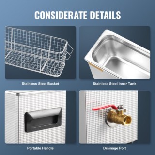 VEVOR  Καθαριστής Υπερήχων 10L 300W με Χρονοδιακόπτη & Θερμαντήρα S...