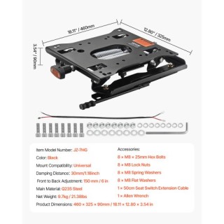 VEVOR Κιτ Ανάρτησης Καθίσματος με Συρόμενη Ράγα για Χλοοκοπτικό Τρα... VEVOR Κιτ Ανάρτησης Καθίσματος με Συρόμενη Ράγα για Χλοοκοπτικό Τρα...