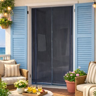 BAKAJI Μαγνητική Σίτα 100x210cm Μαύρη Ριγέ για Πόρτες, Κουρτίνα κατ...