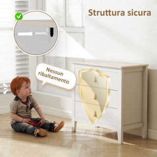 HOMCOM Λευκός Συρταριέρα Υπνοδωματίου με 3 Συρτάρια και Λαβές από F...