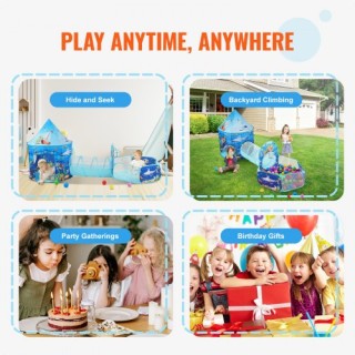 Παιδική Σκηνή Παιχνιδιού 3 σε 1 με Τούνελ & Μπασκέτα - VEVOR  PPSDZ...