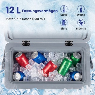 Costway Φορητό Ισοθερμικό Ψυγείο Σκληρού Κελύφους 12 L με Άνετη Λαβ...