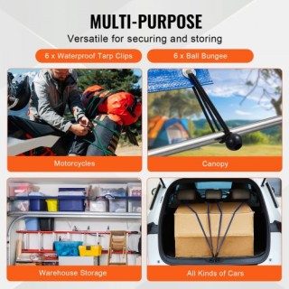 VEVOR Σετ 32 Επίπεδων Ιμάντων Bungee 17mm με Γάντζους J - Βαρέως Τύ...