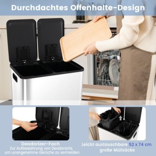 Κάδος 2 Θέσεων από Ανοξείδωτο Ατσάλι COSTWAY GY10008SL Κάδος 2 Θέσεων από Ανοξείδωτο Ατσάλι COSTWAY GY10008SL