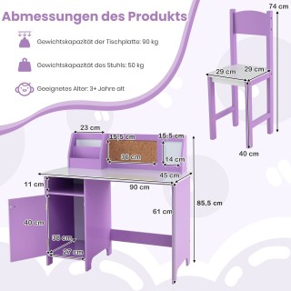 Costway Παιδικό Πολυλειτουργικό Γραφείο με Καρέκλα - Διαστάσεις Τρα...