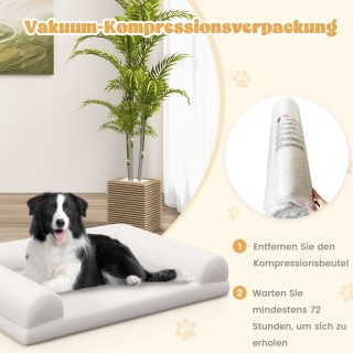 Costway Ορθοπεδικό Κρεβάτι Σκύλου με Αφρό Κουτί σε Μπεζ για Μεσαίου...