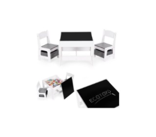 ECOTOYS Σετ παιδικών επίπλων τραπεζάκι + 2 καρέκλες πίνακας κιμωλία... ECOTOYS Σετ παιδικών επίπλων τραπεζάκι + 2 καρέκλες πίνακας κιμωλία...