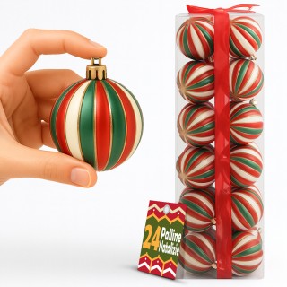 BAKAJI Κουτί 24 Χριστουγεννιάτικες Μπάλες για Δέντρο Σφαίρες Χριστο...