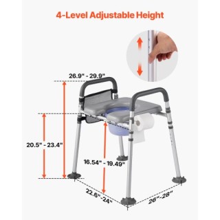 VEVOR Πολυλειτουργική Καρέκλα Τουαλέτας με Ρυθμιζόμενο Ύψος - Υποστ...