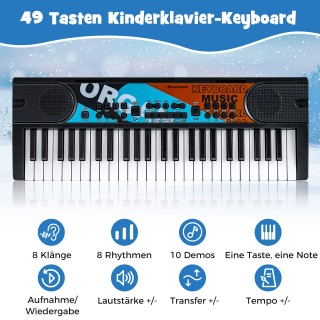Costway Παιδικό Πληκτρολόγιο 49 Πλήκτρων με 8 Ρυθμούς & 8 Ήχους, Φο...