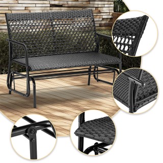 Διθέσια Κούνια Πάγκου από Ρατάν 119 x 79 x 87cm Μαύρο 02842389 BAKAJI